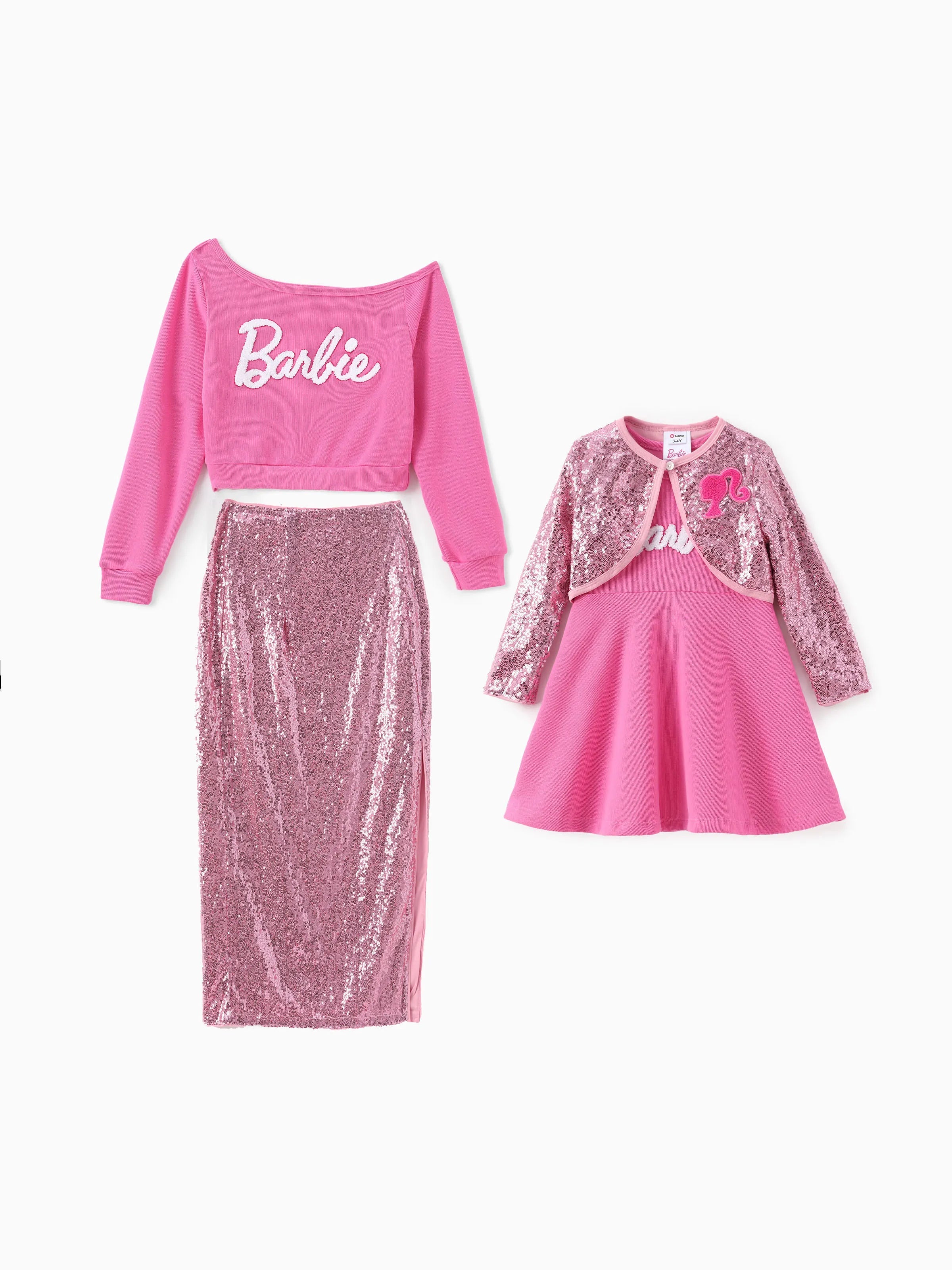 Barbie Outfit Mommy and Me Slanting Front Sweatshirt Sequin Maxi Skirt/Jacket/Dress
