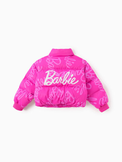 Barbie Toddler/Kid 1pc Logo Pattern Long-sleeve Puffer Jacket Coat Roseo