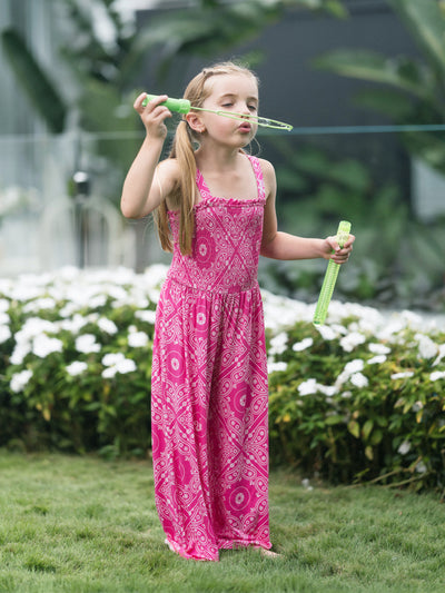 Barbie Toddler/Kid Girl Bamboo Allover Print Jumpsuit Hot Pink