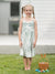 Toddler/Kid Girl Cotton Green Striped Dress, Perfect for Summer Family Outings & Photos Green