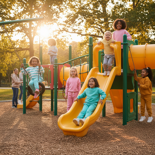 Comfy casual kids fashion guide showing children in soft jogger sets playing outdoors