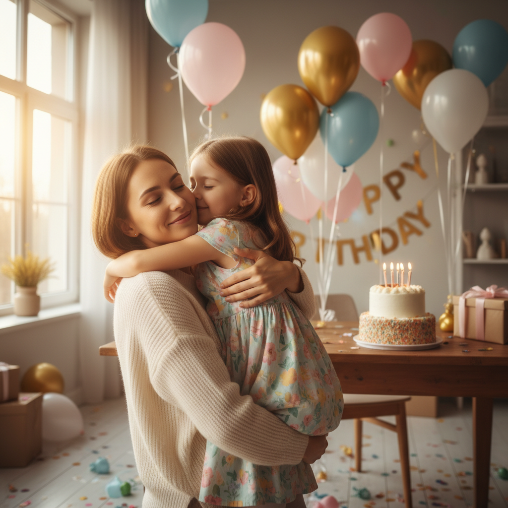 Heart touching birthday wishes for daughter from mom - mother embracing daughter on her birthday