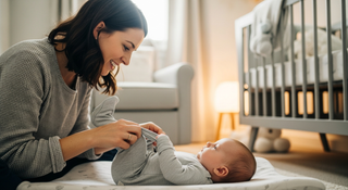 Snug-fit baby pajama safety guide illustration for new mothers